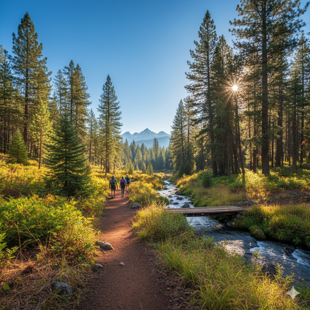 AI generated image of a hiking trail in the Deschutes National Forest